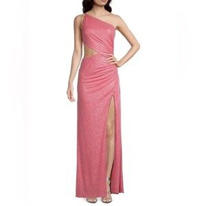 NWT Ramy Brook Sonnie glitter cut out one shoulder gown size 10/12